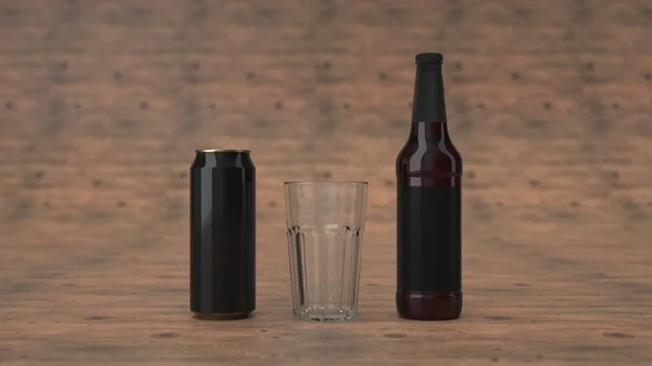 Изображение Высокой Коричневой Бутылки Пива Пустой Черной Прокладкой Черной Алюминиевой — стоковое фото