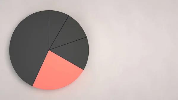 Zwarte Cirkeldiagram Met Één Rode Sector Witte Achtergrond Infographic Mockup — Stockfoto