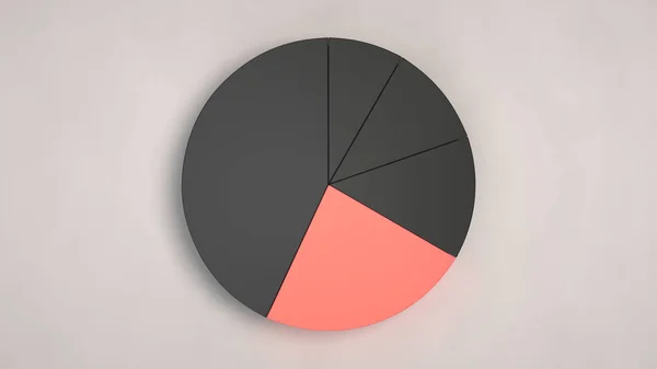 Černá Výsečový Graf Jednou Červenou Sektorem Bílém Pozadí Infografika Maketa — Stock fotografie