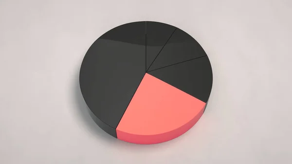 Zwarte Cirkeldiagram Met Één Rode Sector Witte Achtergrond Infographic Mockup — Stockfoto