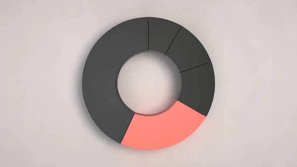 Schwarzes Ringkuchendiagramm Mit Einem Roten Sektor Auf Weißem Hintergrund Infografik — Stockfoto