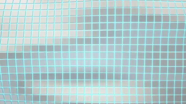 Wavy Surface Made White Cubes Blue Glowing Background Abstract Geometric — Stock Video