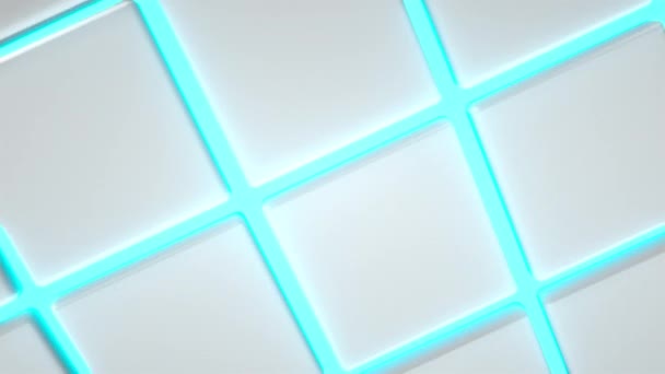 Хвиляста Поверхня Білих Кубиків Синім Сяючим Фоном Абстрактний Геометричний Анімаційний — стокове відео