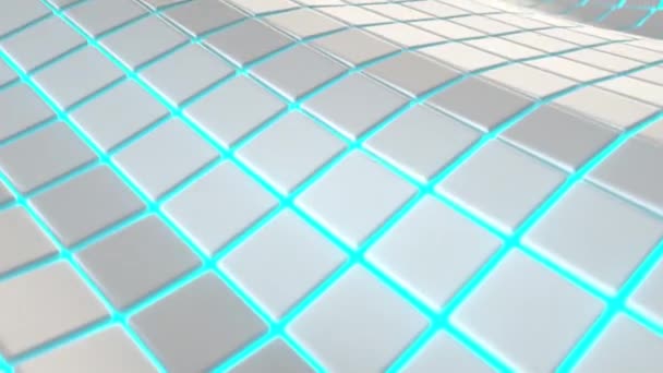 Surface Ondulée Faite Cubes Blancs Avec Fond Bleu Brillant Animation — Video