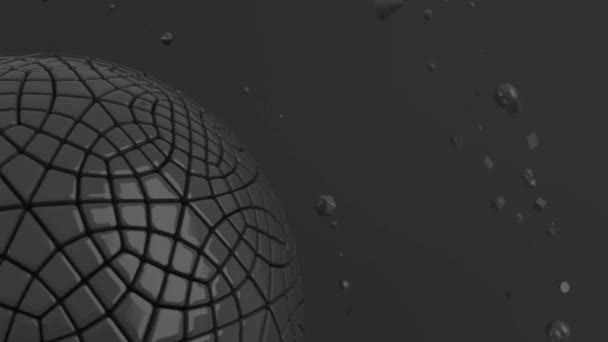 Fond Abstrait Avec Sphère Noire Sur Surface Noire Illustration Rendu — Video
