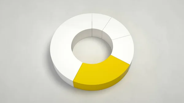 Weißes Ringkuchendiagramm Mit Einem Gelben Sektor Auf Weißem Hintergrund Infografik — Stockfoto