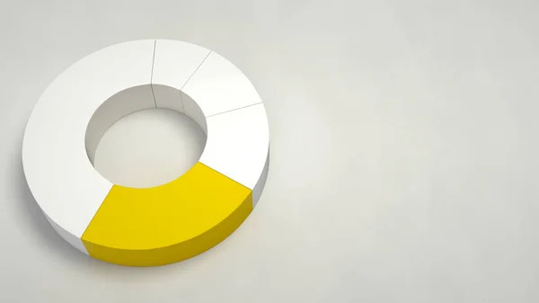 Weißes Ringkuchendiagramm Mit Einem Gelben Sektor Auf Weißem Hintergrund Infografik — Stockfoto
