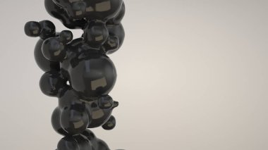 Beyaz arka plan üzerinde spherecial şekillerden siyah kabarcık. 3D render illüstrasyon 