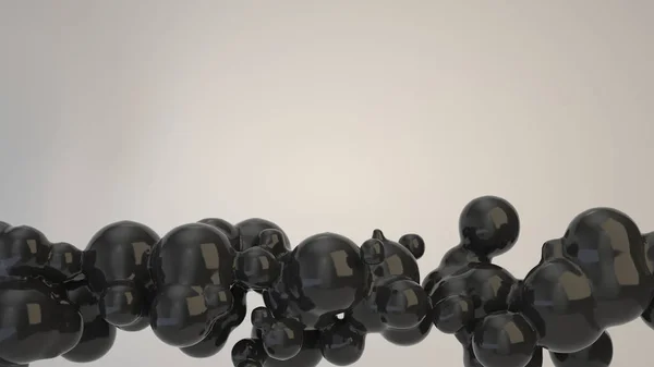 Abstrakte Schwarze Blase Aus Kugelförmigen Formen Auf Weißem Hintergrund Darstellung — Stockfoto
