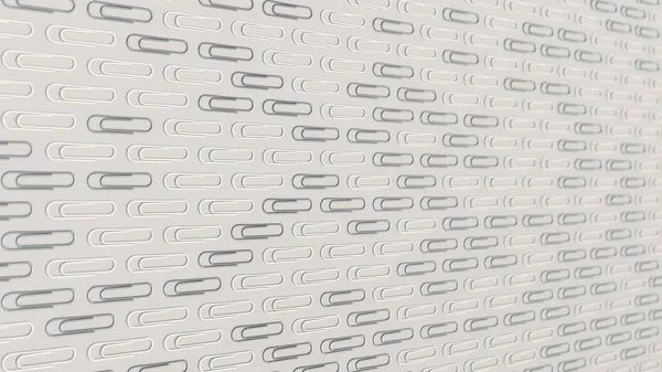 Візерунок Металевих Білих Паперових Затискачів Білому Тлі Анотація Стаціонарного Фону — стокове фото