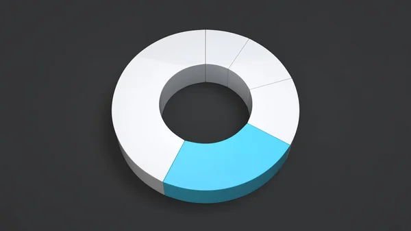 Weißes Ringkuchendiagramm Mit Einem Blauen Sektor Auf Schwarzem Hintergrund Infografik — Stockfoto