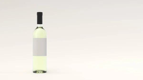 Mockup Para Garrafa Vinho Branco Com Rótulo Branco Sobre Fundo — Fotografia de Stock