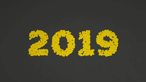 Nomor 2019 Yang Terbuat Dari Confetti Kuning Pada Latar Belakang — Stok Foto