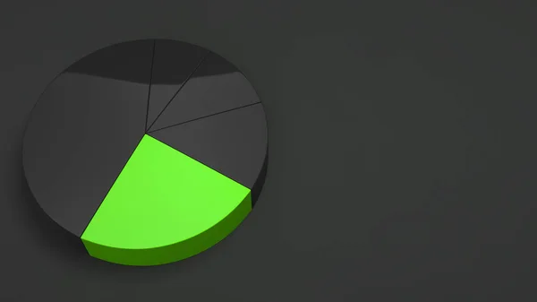 Černá Výsečový Graf Jednou Zelený Sektor Černém Pozadí Infografika Maketa — Stock fotografie