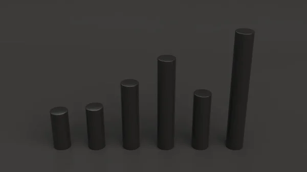 Diagrama Barras Cilindro Negro Sobre Fondo Negro Una Maqueta Infográfica — Foto de Stock