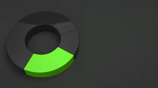 Black Ring Pie Chart One Green Sector Black Background Infographic — Stock Photo, Image