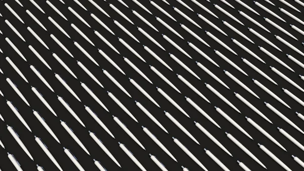 Візерунок Білих Автоматичних Кулькових Ручок Чорному Тлі Анотація Канцелярського Фону — стокове фото