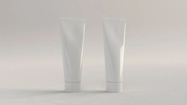 Par de tubos brancos em branco de pasta de dentes, creme ou gel — Fotografia de Stock