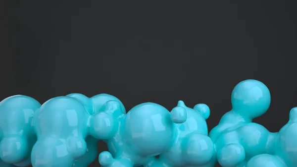 Burbuja Azul Abstracta Formas Esferciales Sobre Fondo Negro Ilustración Representación — Foto de Stock