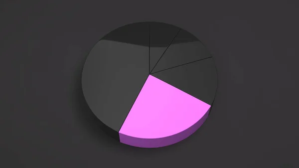 Black Pie Chart One Purple Sector Black Background Infographic Mockup — Stock Photo, Image