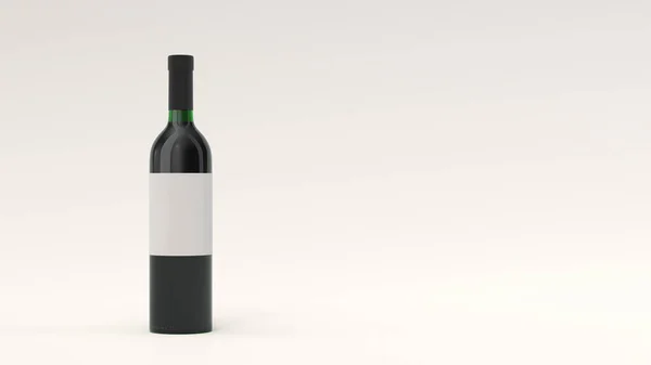 Mockup För Flaska Rött Vin Med Tom Etikett Stående Vit — Stockfoto