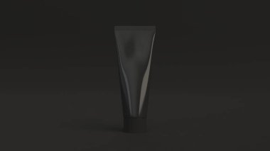 Siyah macununu, krem boş ya da siyah arka plan üzerinde duran jel. Mockup marka. 3D render illüstrasyon