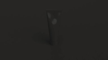 Siyah macununu, krem boş ya da siyah arka plan üzerinde duran jel. Mockup marka. 3D render illüstrasyon