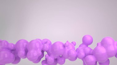 Beyaz arka plan üzerinde spherecial şekillerden mor kabarcık. 3D render illüstrasyon 