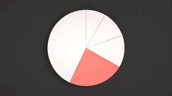 White Pie Chart One Red Sector Black Background Infographic Mockup — Stock Photo, Image