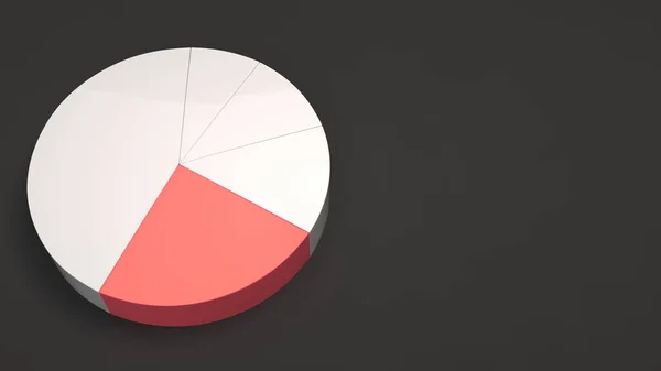 White Pie Chart One Red Sector Black Background Infographic Mockup — Stock Photo, Image