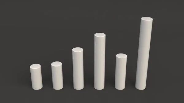 Diagram Batang Silinder Putih Pada Latar Belakang Hitam Mockup Infografis — Stok Foto