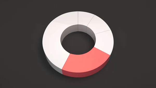 Weißes Ringkuchendiagramm Mit Einem Roten Sektor Auf Schwarzem Hintergrund Infografik — Stockfoto