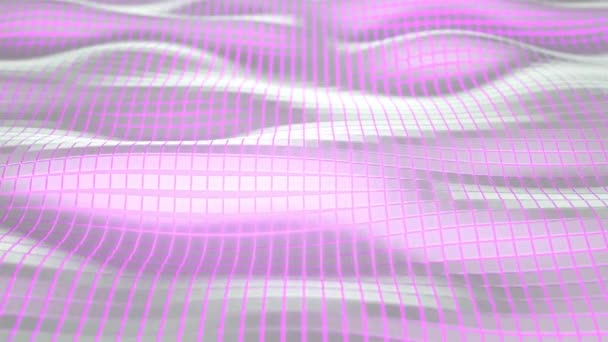 波状の表面は紫色の熱烈な背景と白いキューブに成っています 抽象的な幾何学的なアニメーション Loop レンダリング — ストック動画