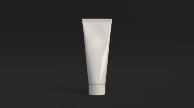 Beyaz macununu, krem boş ya da siyah arka plan üzerinde duran jel. Mockup marka. 3D render illüstrasyon