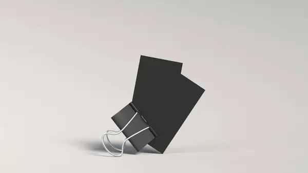 Zwei Schwarze Visitenkarten Büroklammer Auf Weißem Hintergrund Branding Attrappe Darstellung — Stockfoto