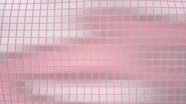 Dalgalı yüzeyi beyaz küpleri parlayan kırmızı arka plan ile yapılmış. Soyut geometrik animasyon loop.3d işleme