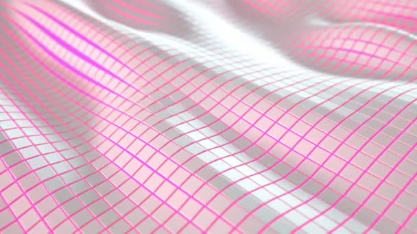 Хвиляста Поверхня Білих Кубиків Червоним Сяючим Фоном Абстрактний Геометричний Анімаційний — стокове відео