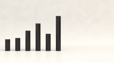 Siyah beyaz arka plan diyagramda bar silindirik. Infographic mockup. 3D render illüstrasyon