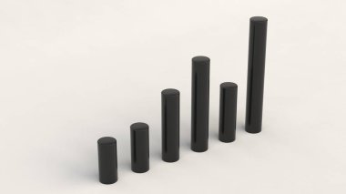 Siyah beyaz arka plan diyagramda bar silindirik. Infographic mockup. 3D render illüstrasyon