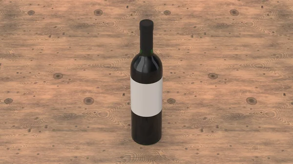 Mockup Para Garrafa Vinho Tinto Com Rótulo Branco Sobre Fundo — Fotografia de Stock