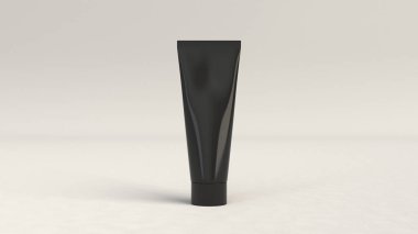 Siyah macununu, krem boşluk veya beyaz arka plan üzerinde duran jel. Mockup marka. 3D render illüstrasyon