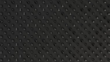 Desen siyah yüzey üzerinde siyah temel öğelerdir. Geometrik arka plan. 3D render illüstrasyon