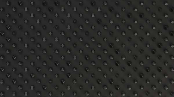 Pattern Black Primitives Black Surface Abstract Geometric Background Rendering Illustration — Stock Photo, Image