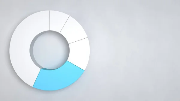 White Ring Pie Chart One Blue Sector White Background Infographic — Stock Photo, Image