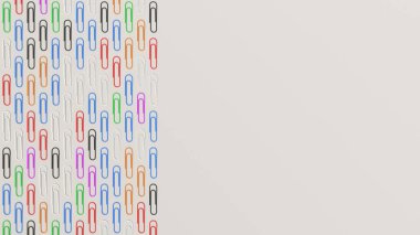 Beyaz arka plan üzerinde renkli ataç desen. Sabit arka plan. 3D render illüstrasyon.