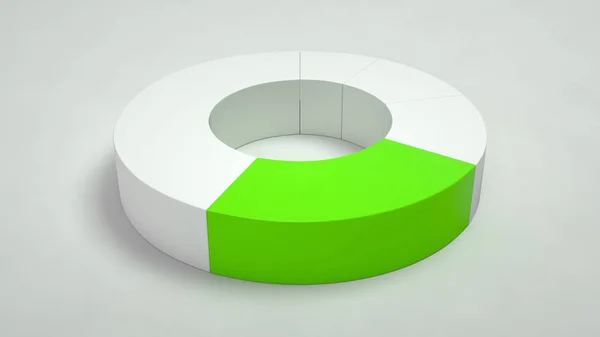 白い背景の上の つの緑のセクターで白いリング円グラフ インフォ グラフィックのモックアップ レンダリング図 — ストック写真