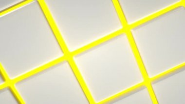 Dalgalı yüzeyi beyaz küpleri sarı parlak arka plan ile yapılmış. Soyut geometrik animasyon loop.3d işleme
