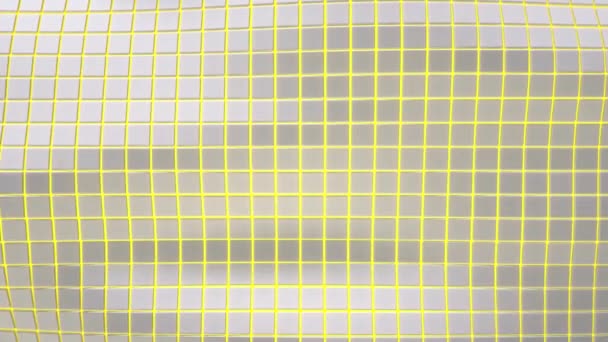 Wavy Surface Made White Cubes Yellow Glowing Background Abstract Geometric — Stock Video