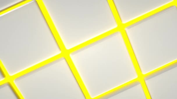 Surface Ondulée Faite Cubes Blancs Avec Fond Jaune Brillant Animation — Video