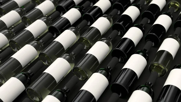 Patrón Botellas Vino Tinto Blanco Con Etiquetas Blanco Sobre Fondo —  Fotos de Stock